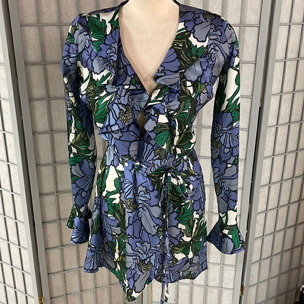 Floral Ruffle Wrap Mini Dress